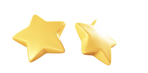 3d rendering front view cartoon style gold star medal good use for rating design theme