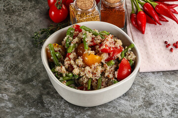 Vegan boiled quinoa with vegetables