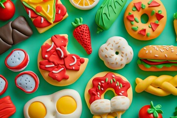 food replicas made with multicolored plasticine