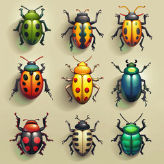 Beetle illustration sets