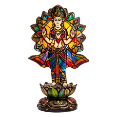 Indian Gods Hindu Table Lamp, Stained Glass Indian Gods Hindu Shape Isolated on transparent background.