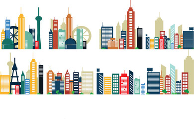 flat citytown building vector landscape