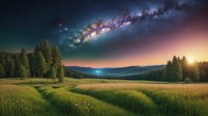 Galactic sunrise in the mountains
