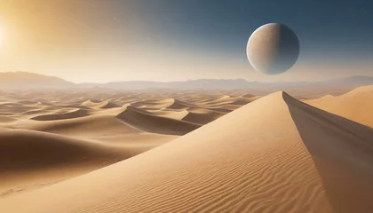Foto auf Alu-Dibond Sand dune sci-fi landscape with planets © JoshRS