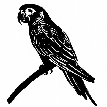 recommend clip art: Black Color Silhouette of a Parrot: Striking and Majestic