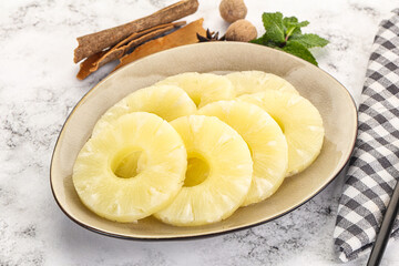 Sweet Canned pineapple in the bowl