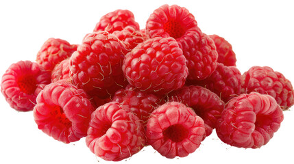 group of raspberries isolated on white