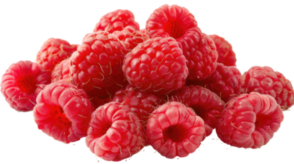group of raspberries isolated on white