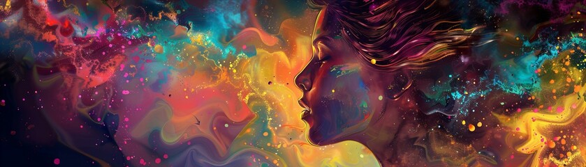 Colorful Psychedelic Art Fluid Design