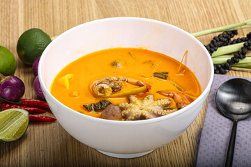 Thai Tom Yum soup with seafood