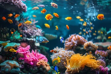 Naklejka na ściany i meble Vibrant Coral Reef Marine Life