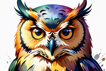 Intense Owl Illustration.
A striking owl face with rich textures and colors, perfect for eye-catching prints and creative design, isolated on white.
