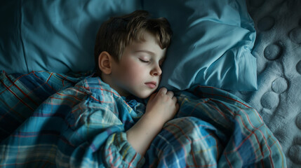 Boy sleeping in bed 