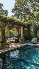 Backyard Pool with Luxurious Patio Design