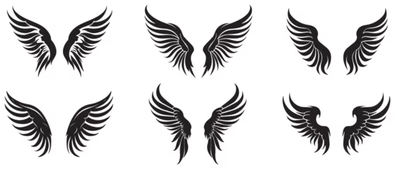 Tuinposter Wings style black icon vector feathers beautiful design. © IT'S ORA