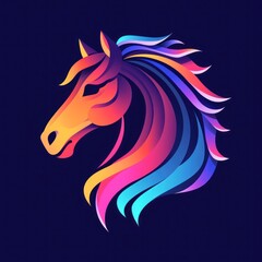 Obraz premium Vibrant Multi-Colored Flat Logo Depicting a Stylized Horse