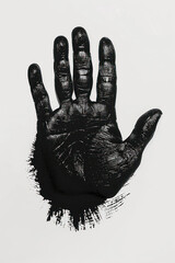 Handprint Ink Texture Perspective Shot, Abstract Textured Fingerprint