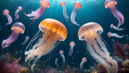 A Jellyfish In A Sea Of Sparkling Underwater Anima Upscaled 7