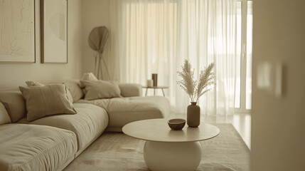 Beige  Scandinavian Style Living Room