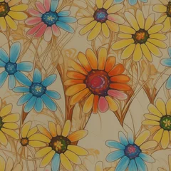 Zelfklevend Fotobehang Flowers. Abstract seamless pattern. AI generated.   © homeworlds