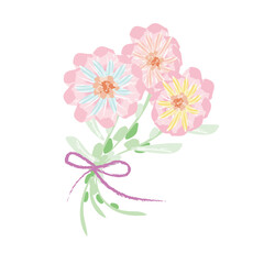 Fototapeta na wymiar カラフルな配色の3輪の花