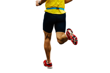 close up man legs running isolated on transparent background
