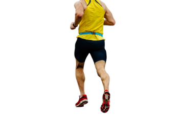 back man runner running isolated on transparent background