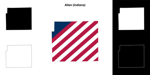 Allen county (Indiana) outline map set - 769495737