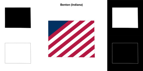 Benton county (Indiana) outline map set - 769495743
