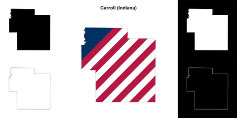 Carroll county (Indiana) outline map set