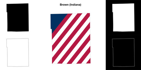 Brown county (Indiana) outline map set - 769495749