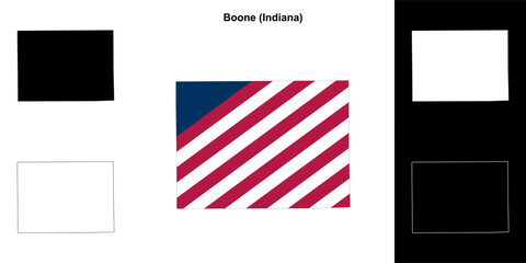 Boone county (Indiana) outline map set - 769495750