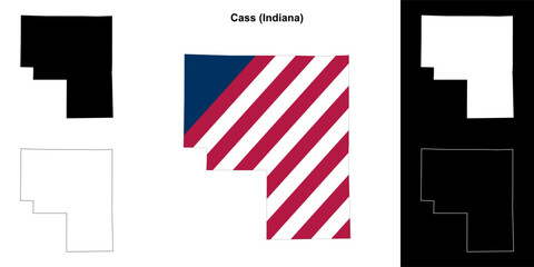 Cass county (Indiana) outline map set - 769495752