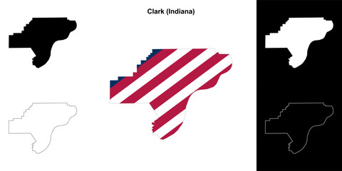 Clark county (Indiana) outline map set - 769495756