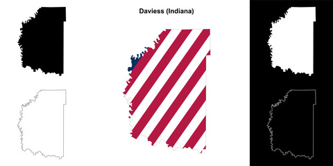 Daviess county (Indiana) outline map set - 769495762