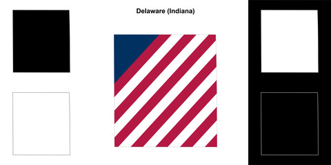 Delaware county (Indiana) outline map set - 769495765