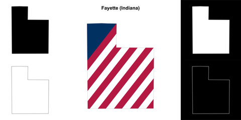Fayette county (Indiana) outline map set - 769495772
