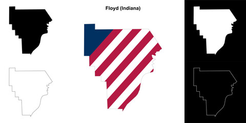 Floyd county (Indiana) outline map set - 769495790