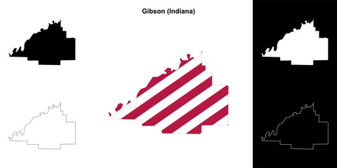 Gibson county (Indiana) outline map set - 769495795