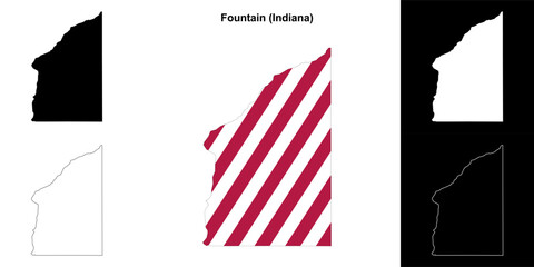 Fountain county (Indiana) outline map set - 769495799