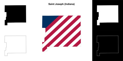 Saint Joseph county (Indiana) outline map set - 769495900
