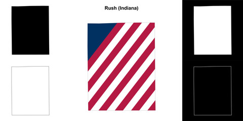 Rush county (Indiana) outline map set