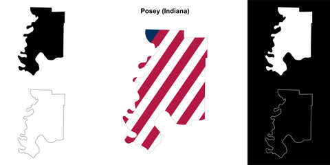 Posey county (Indiana) outline map set - 769495908