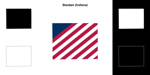 Steuben county (Indiana) outline map set