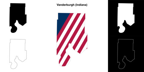 Vanderburgh county (Indiana) outline map set - 769495933