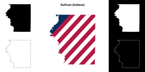 Sullivan county (Indiana) outline map set - 769495934