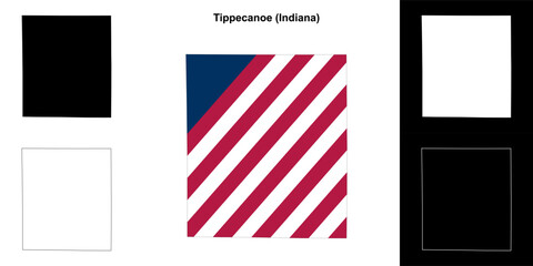 Tippecanoe county (Indiana) outline map set - 769495938