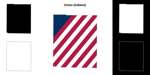 Union county (Indiana) outline map set - 769495942