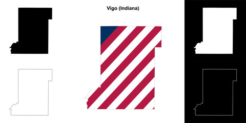 Vigo county (Indiana) outline map set - 769495944