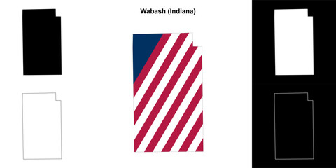 Wabash county (Indiana) outline map set - 769495946